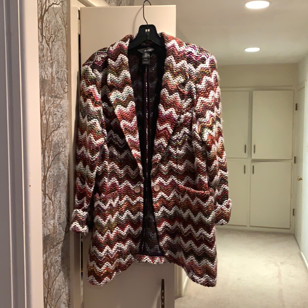 Ali Miles Missoni style rainbow winter blazer L